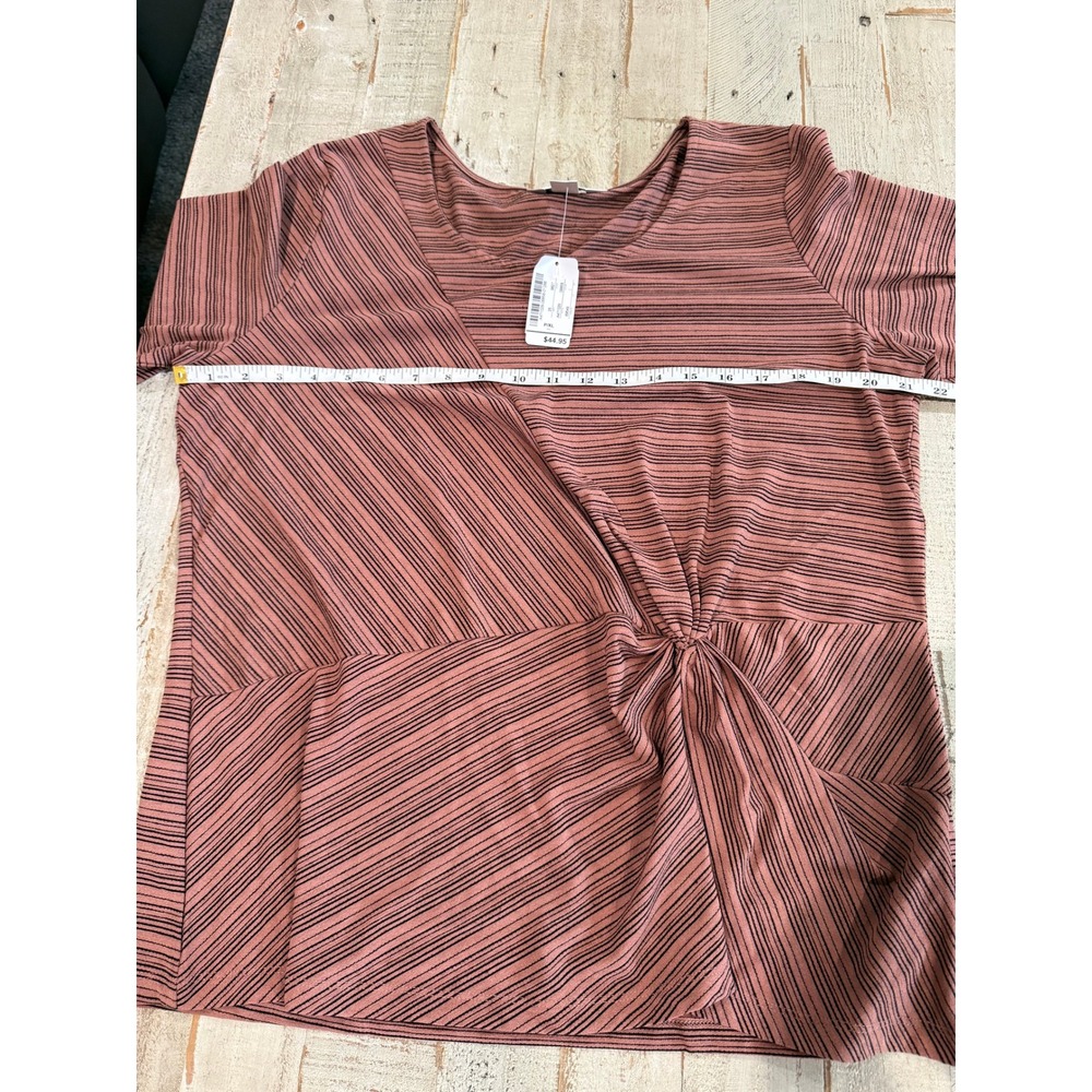 Christopher & Banks Petite Mauve Striped Twist Front 3/4 Sleeve Top P/XL NWT - Picture 8 of 8